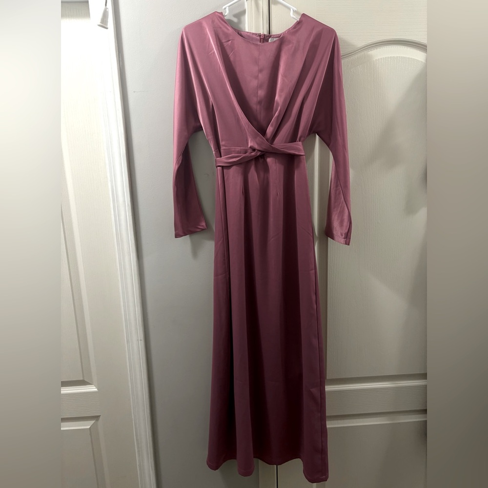 Elegant Pink Long Sleeve Dress